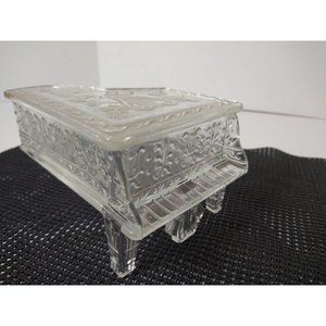 Vintage Crystal Glass Grand Piano Candy Container with Glass Lid Rare